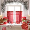 XTMYI Small Window Curtains for Kitchen Over Sink,Red Christmas Sheer