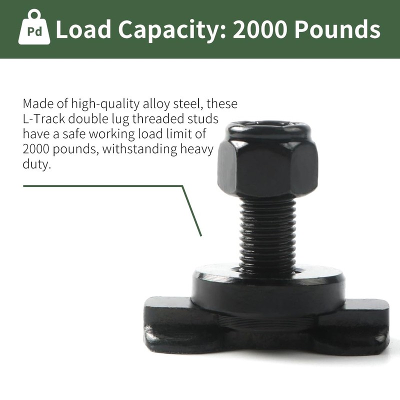 8-Pack L-Track Double Lug Threaded Stud Fitting Heavy-Duty Bolt Down
