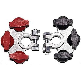 Kat5 Terminals 8008 Multi-Connection Top Post Battery Terminals, 3-Gang, Solid Zinc Construction, Ergonomic Design, Color-Coded Insulated Wire Nuts for 12v Lights, Power Inverters, RV, Marine, Auto