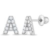 925 Sterling Silver Clear Cubic Zirconia Initial Alphabet Letter Screw