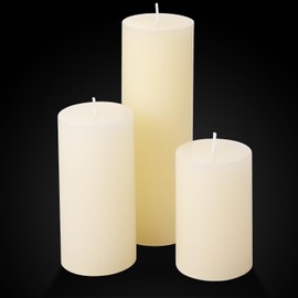 Shihanee Set of 6 Pillar Candles with Glass Cylinder Vases Clear Cylinder Hurricane Candleholders for Slim Tall Pillar Candles Wedding Table Centerpieces(2.6'' X 4.7'', 5.9'', 7.9'',Ivory)