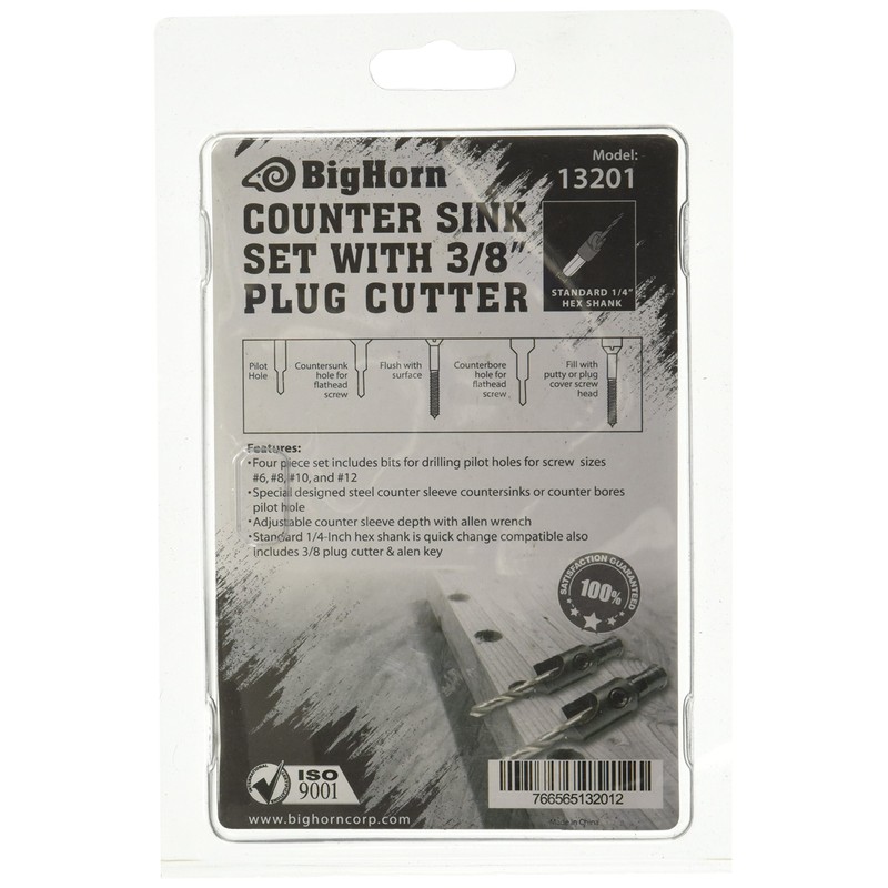Big Horn 13201 Counter Sink Set with 3/8 Plug Cutter