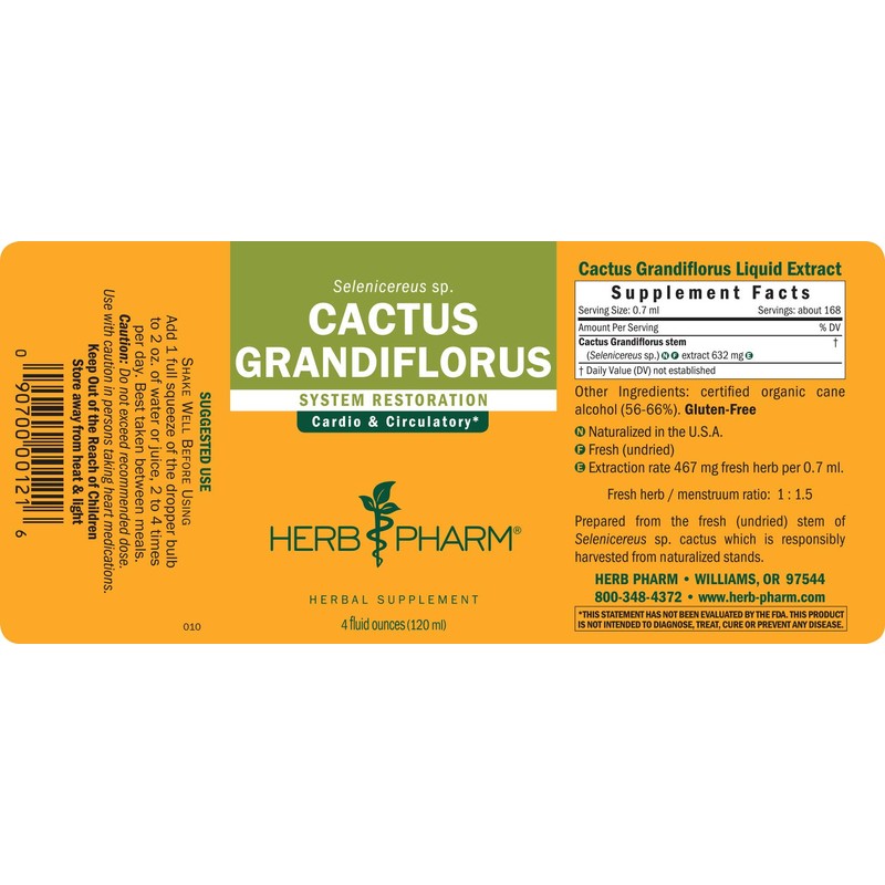 Herb Pharm Cactus Grandiflorus Liquid Extract for Cardiovascular Circulatory Support