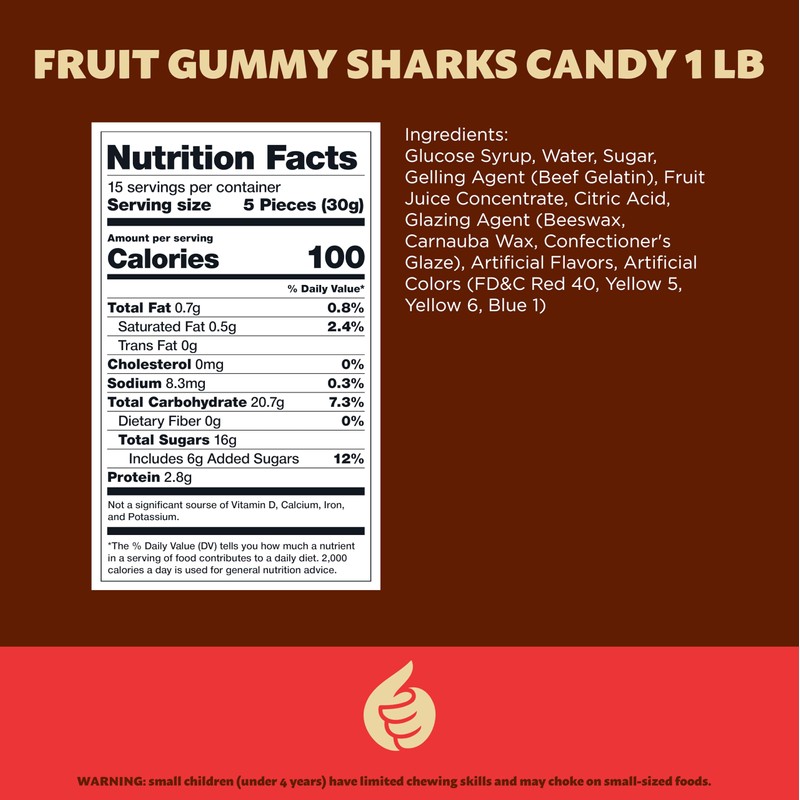 Gummy Sharks Candy Mix | 1 Pound Bag | Assorted