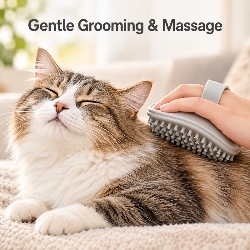 Pet Grooming Brush for Cats and Dogs – Soft Rubber