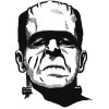 BIKERSTUFFUS FRANKENSTEIN MONSTER BUMPER STICKER HELMET STICKER BLACK AND WHITE