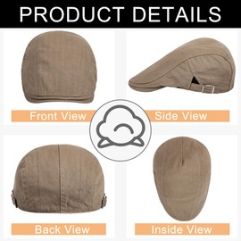 Qossi Newsboy Cap for Men Flat Hats Adjustable Breathable Irish Caps Cabbie Ivy Driving Hunting Sport Golf Outdoor