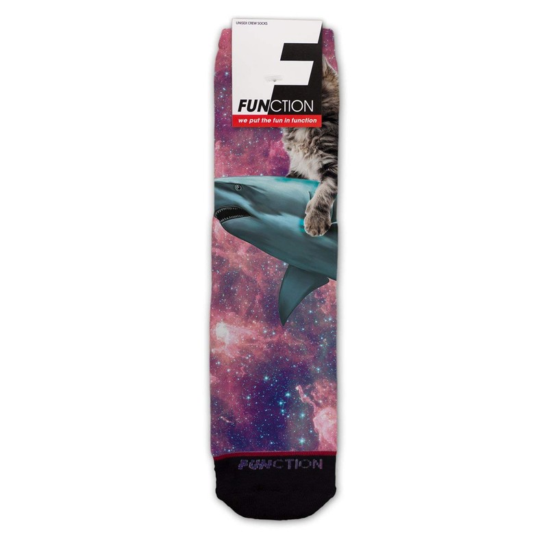 Function - Galaxy Cat Riding Shark Fashion Socks One Size