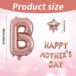 couduan Happy Mothers Day Balloons,16 INCH Inflated Foil Helium Filled Balloons,Mothers Day Decoration For Mother Birthday Party Decorations(Rose Gold)