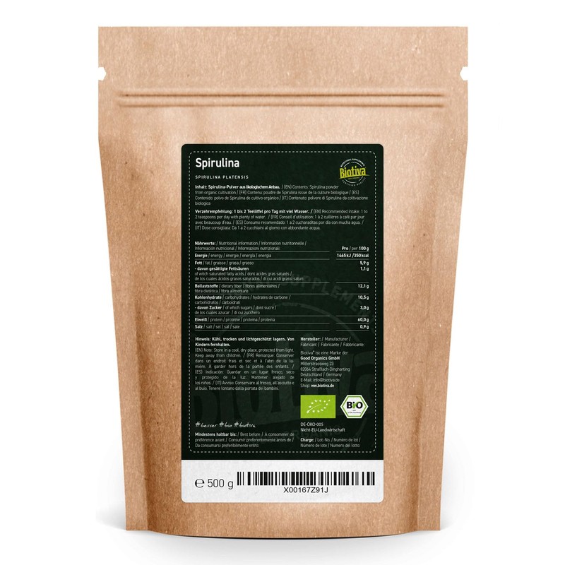 Spirulina Powder Organic 500 g | Algae Powder | Bottled