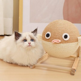 GRETMIX Cat Scratching Ball, Interactive Natural Sisal Cat Scratcher Ball with Catnip, Cat Scratch Toy with Bell, Durable Scratching Surface for Indoor Cats, Fun Exercise and Stress Relief for Cats