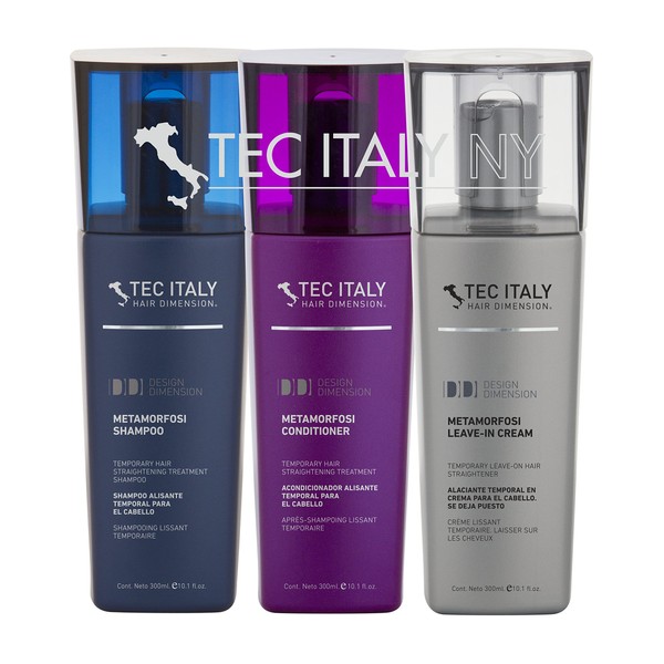 Tec Italy Straightening Pack: Metamorfosi Shampoo 10.1 Oz. + Metamorfosi Conditioner 10.1 Oz. + Metamorfosi Leave in Treatment 10.1 Oz. by Tec Italy