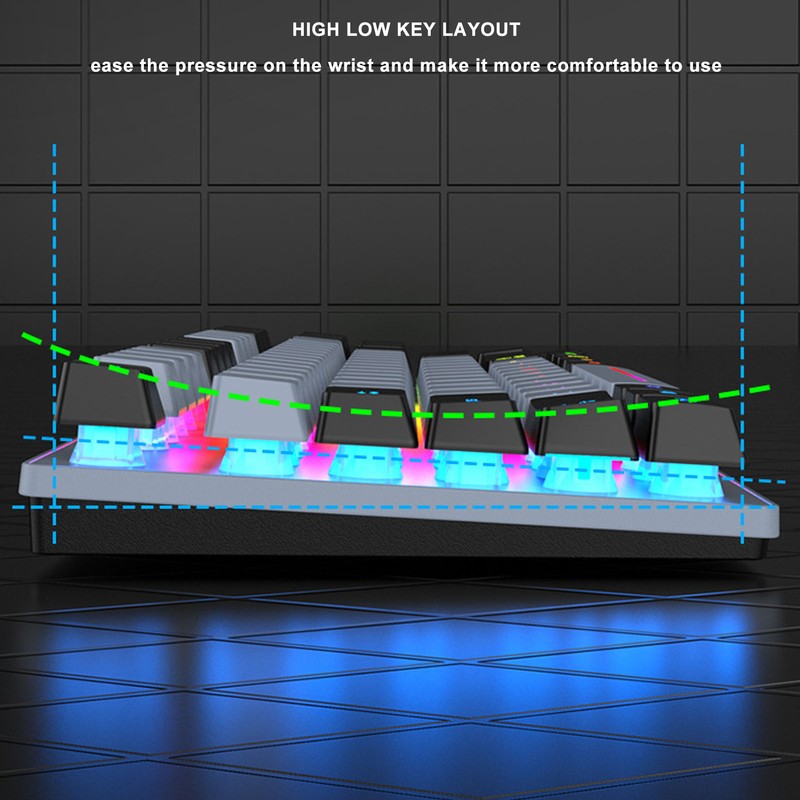 Gaming Keyboard 87 Keys ABS Keycaps RGB Backlit Contrast Color