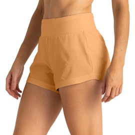 Free Fly Women's Lined Active Breeze Short - Odor Control, Sun Protection UPF 50+ Womens Exercise Shorts - 3" Inseam - Sand Dune, Medium