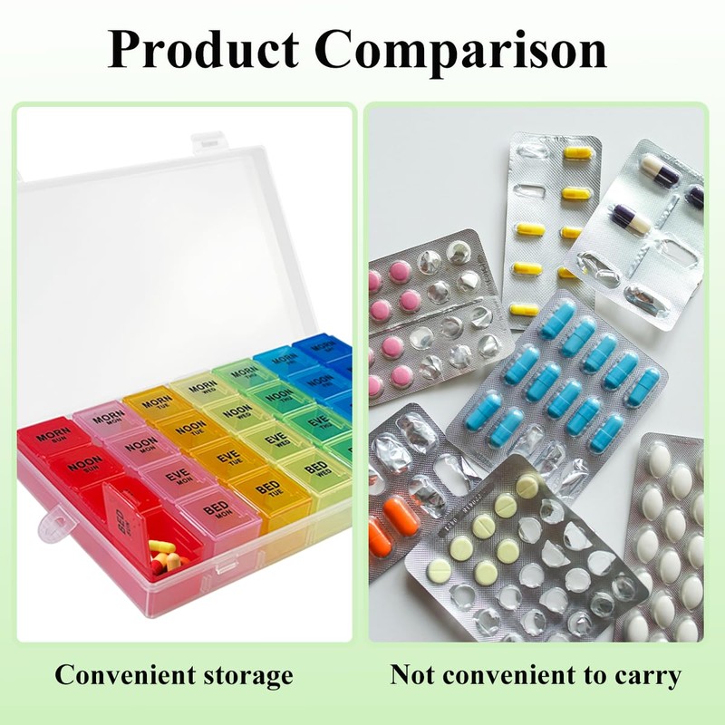 Quaocens 6 Pack Pill Organizer Monthly Weekly Pill Organizer 4