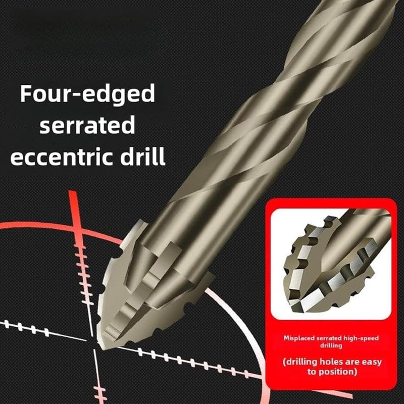 New Four-Flute Sawtooth Eccentric Drill Bit, 2025 Upgraded Four Blade