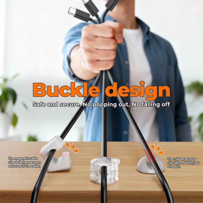 6 Pack Locking Spring Cable Clips, Rotatable Cord Organizer with