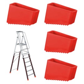 Pack of 4 Rubber Feet for Ladders, Rubber Ladder Feet, Replacement Feet for Ladders, Replacement Ladder Caps Foot Caps, Universal Ladder Foot Covers, Telescopic Ladders Safety Foot Covers, Red