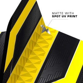 THOR-SPORTS Mission Darts Flights Temple Standard No.2 | Extra Strong 100 Micron Spot UV, Yellow, 10 Sets of 3 Flights (10 x F3359)