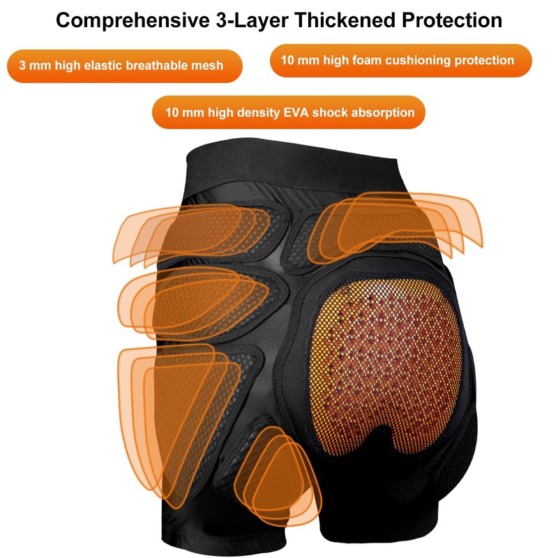 Protective Padded Shorts Crash Pad, PU Hip Butt Pads Impact