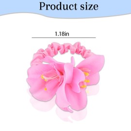 Flower Scrunchies for Women Flower Hair Ties Rubber Bands Red Pink Floral Ponytail Holders Hair Rings Scrunchies Ropes Elastics Accessories Rubber Band Birthday Gifts 2pcs