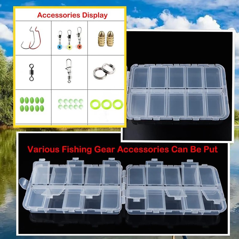 20 Compartments Tackle Box, Fishing Storage Organizer, Adjustable Plastic Utility