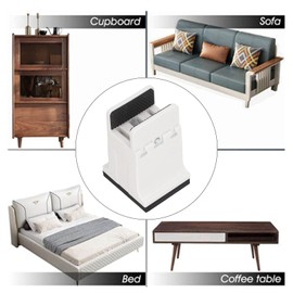 Wakects 4 Pieces Bed Risers Rubber Raised Bed Blocks Adjustable Sofa Lift Table Legs Lifting Cushion with Screw Clamp for Office Home (White)