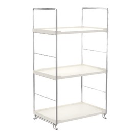 3-Tier Bathroom Countertop Organizer -Makeup Organizer -Corner Storage Shelf- Kitchen Spice Rack Standing Shelf-Great for Vanity, Bathroom, Bedroom, Kitchen (Silver & White)