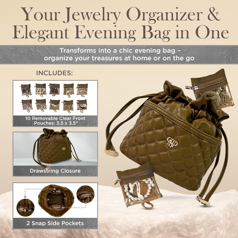 PurseN Ultra Jewelry Case - 10 Removable Pouches - Converts