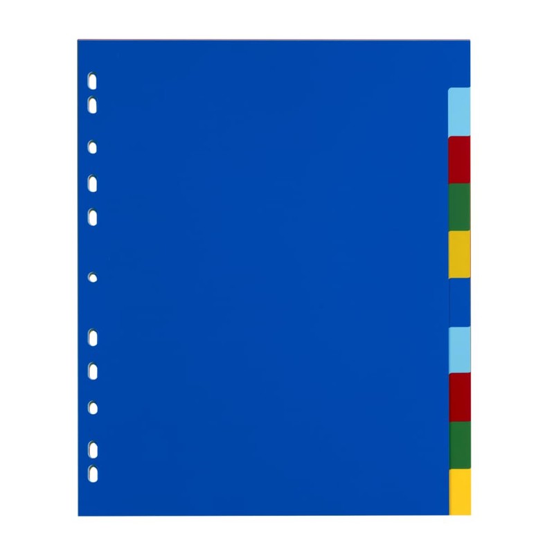 Oxford A4 Plastic 10 Part Dividers, Assorted, 1 Set