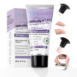 SAVILAND 60 g Gel X Nail Glue: 30 Days Super Long Solid Nail Glue Gel for Press Ons Nails Strong U V Nail Glue for Nail Tips Curing Needed Nail Gel for Fake Nails DIY Home Salon Nail SSProTip X