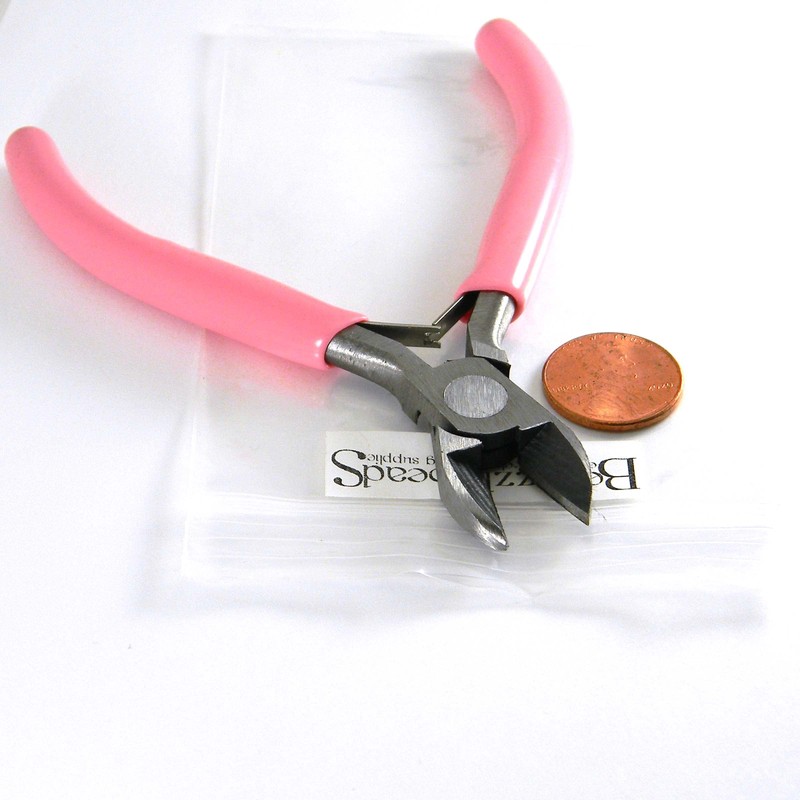 Pink & Carbon Steel Metal Side Cutters Spring Loaded Return