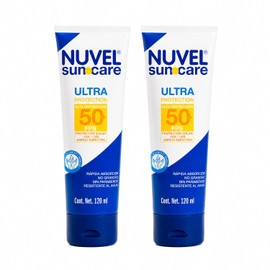 Nuvel Protector Solar Corporal y Facial FPS 50+, 2 Piezas | Duo Pack | Bloqueador Solar con Amplio Espectro UVA/UVB | Resistente al Agua, Rápida Absorción, No Graso, Sin Parabenos | Protector Solar para Todo Tipo de Piel | 120 ml