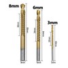 6Pcs Titanium Coated Drill Bit Set,Included 3 Sizes of Step