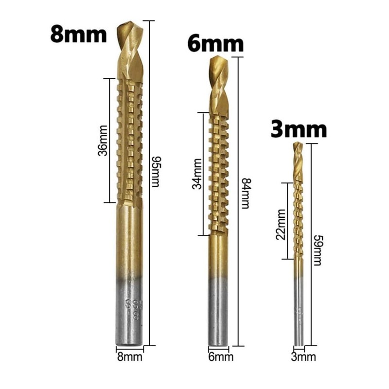 6Pcs Titanium Coated Drill Bit Set,Included 3 Sizes of Step