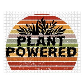 CafePress Funny Retro Plant Powered Vegan Plant Based Vegani Large Puzzle, 500 pcs.