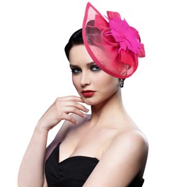 DRESHOW Fascinator Hats Tea Party Hat Vintage Pillbox Hat Headband Cocktail Headwear for Girls and Women