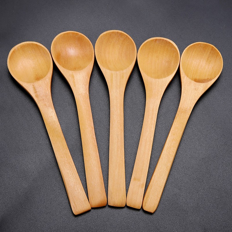 30pcs Mini Natural Wooden Children Spoon Kitchen Condiment Tool
