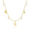 Gold Charm Necklace for Women Seashell Starfish Pearl Charms Beach