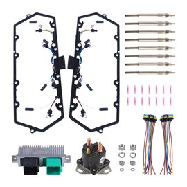 higehio 7.3L Valve Cover Gasket Kit with 8 Glow Plugs+Relay Solenoid+ Controller+2 Injector Glow Plug Harnesses Compatible with 1998-2003 Ford 7.3L Powerstroke Diesel