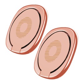 [2 Pack] Glossy Rounded Edges Cell Phone Ring Holder Stand,360 Degree Rotation and 180 Degree Adjustable Finger Ring Kickstand with Polished Metal Phone Grip (Rose Gold)