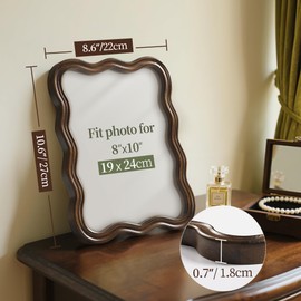 Afuly 10x8 Photo Frame Solid Wood Picture Frame 8x10 Vintage Retro Picture Frames Wall Hanging Tabletop Poster Photo Arts Display Decor Family Friends Anniversary Birthday Gifts Dark Brown