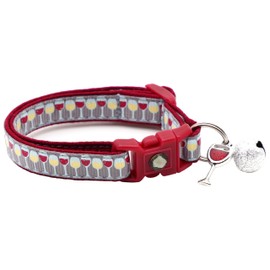 Wine Cat Collar with Bell | Safety Breakaway Collar | Adjustable Large Size or Kitten Collar (Small(10lbs & Less), Silver)