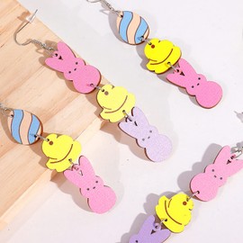 Silver Easter Bunny Earrings Cute Rabbits Carrot Stud Earrings Holiday Easter Earrings for Women Girls (Easter-2)