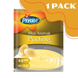 VHD Piyale Banana Flavored Instant Pudding – Dessert Mix, Banana Flavoured, Cream Pudding Powder, Easy Cook and Serve, 4-6 Portions, 125 g/ 4.4 Oz, 1 Pack