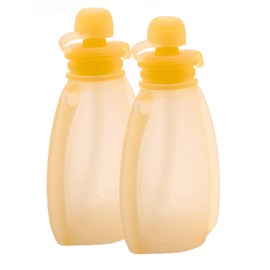 HonuKai Reusable Baby Food Pouch, Soft Silicone, Refillable, BPA-Free Food Storage for Homemade Purees, Toddlers, Squeezable, Washable and Freezer Safe, Eco-Friendly 4.4oz, 2 Pack