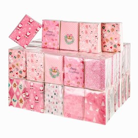 100 Pack Christmas Tissues Bulk Travel Size Holiday Pocket Facial Tissues with Pink or Nativity & Festive Designs Xmas Party Favors Gifts for Family Friends Coworkers, 10 Design(Cute Pink)