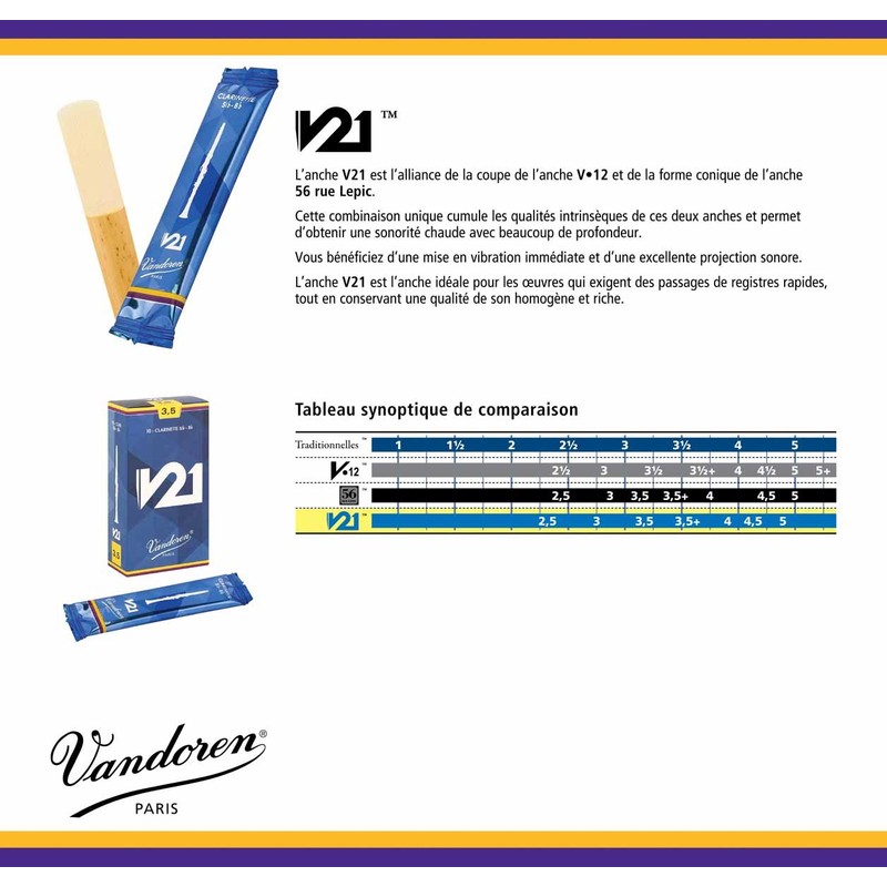 VANDOREN V21 Bb Clarinet Reeds 4 (10)