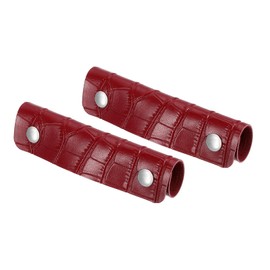 sourcing map 2 Pcs Handbag Handle Wrap Covers, PU Leather Crocodile Pattern Purse Strap Wrap Cover Luggage Grip Protector (13x10cm, Red)