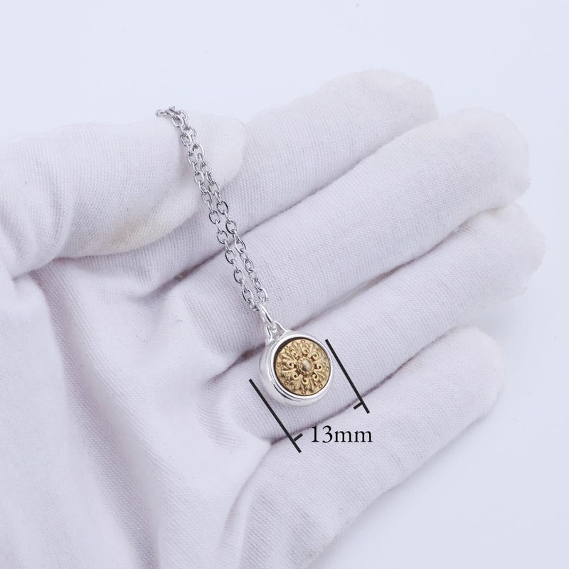 Sundarwald Dainty Rotatable Golden Wheel Pendant Necklace for Men Women,